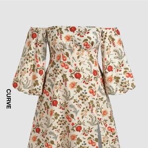 Cider Floral Long Sleeve Dress - Cream and Red